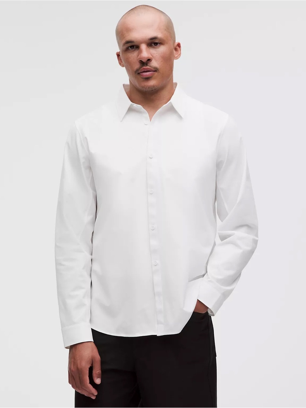 Lululemon Men’s White New Venture Long-Sleeve Shirt Updated Classic-Fit EUC
